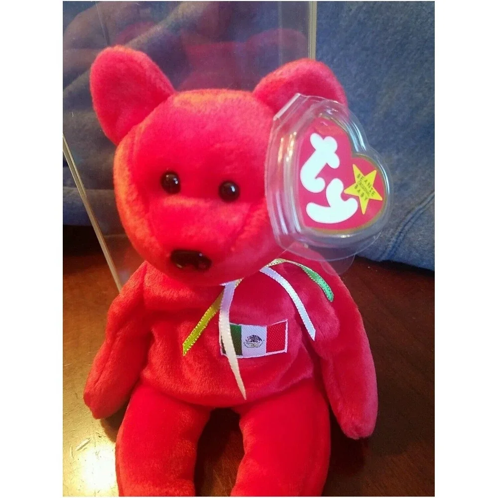 Osito TY‎ Beanie Baby Red Mexico Mexican Flag Teddy Bear February 5 1999